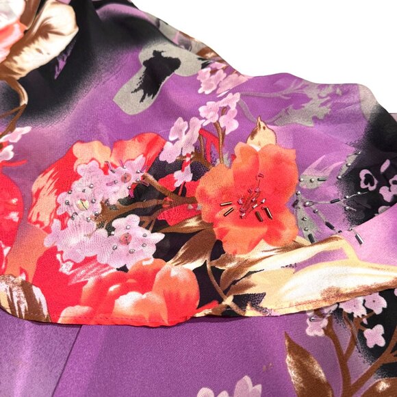 Vtg Y2K Floral Dress Asymmetrical Handkerchief Flutter Sleeve Fairy Whimsical - Picture 7 of 16